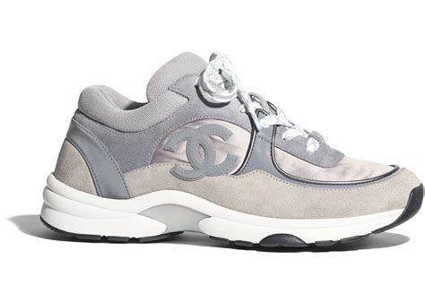 chanel cc grey/blue marble reflective sneaker